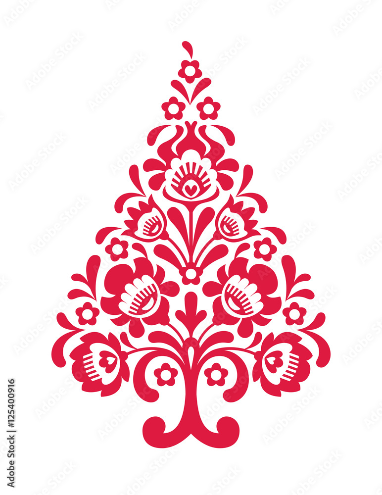 Polish folk christmas tree cutout - obrazy, fototapety, plakaty 