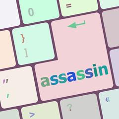 Poster - assassin word on computer pc keyboard key