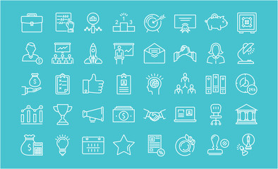 Wall Mural - Set Vector Flat Line Icons Startup