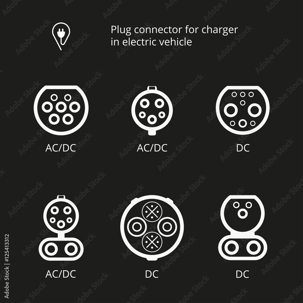 Plug connector for charging electric vehicle. Vector illustration ...