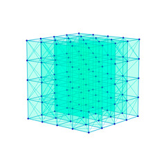 Wall Mural - Molecular lattice in form of cube. Vector illustration.