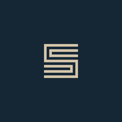 Aufkleber - Unusual geometric letter S. Architecture vector logo. Isolated monogram.