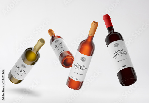 Download Four Wine Bottles Mockup Stock Template Adobe Stock