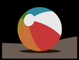 Wall Mural - muted beach ball on sand with dark sky