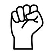 Raised fist - symbol of victory, strength, power and solidarity line art icon for apps and websites 