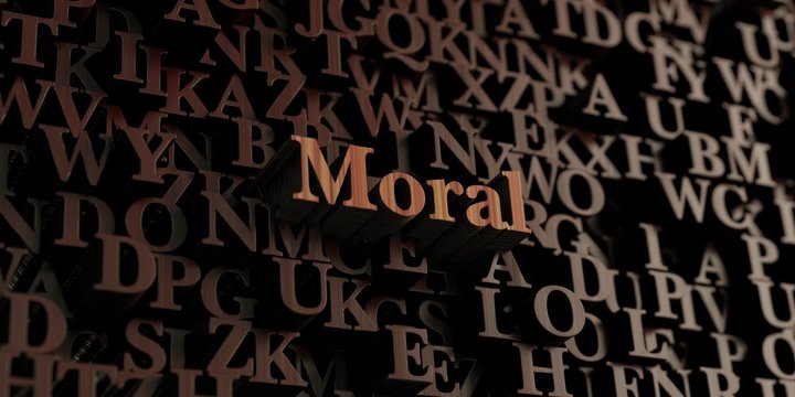 Moral - Wooden 3D rendered letters/message.  Can be used for an online banner ad or a print postcard.