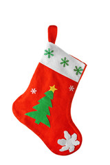 Wall Mural - Cute Christmas stocking isolated on white