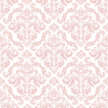 Seamless Oriental Pattern In The Style Of Baroque. Traditional Classic Ornament. Pink Pattern