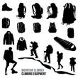 Traveler and Climber Backpack Carrier Back and Equipment Silhouette
