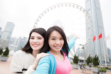 Sticker - two woman selfie in hongkong