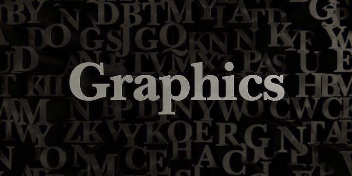 Graphics - Stock image of 3D rendered metallic typeset headline illustration.  Can be used for an online banner ad or a print postcard.