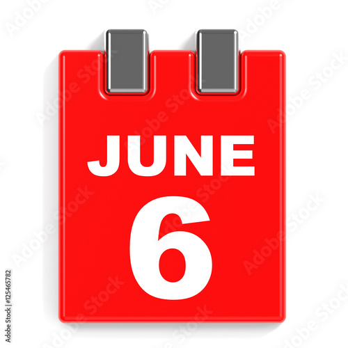 June 6. Calendar on white background. Stock Illustration Adobe Stock