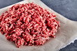 Raw ground beef on a craft paper