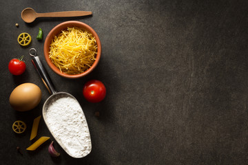 Poster - pasta and food ingredient  on table