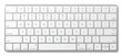 Modern aluminum computer keyboard isolated on white background.
