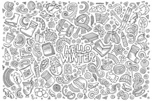 Cartoon Set Of Winter Season Objects