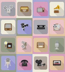 Fototapete - old retro vintage multimedia flat icons vector illustration