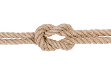 Nautical Rope Knot. Square Knot Isolated On White Background. 