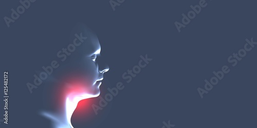 Fotografía Laryngitis vector illustration. Human throat irritation.