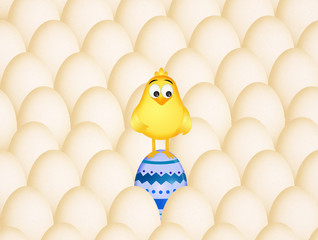 Wall Mural - Easter chick in the eggs