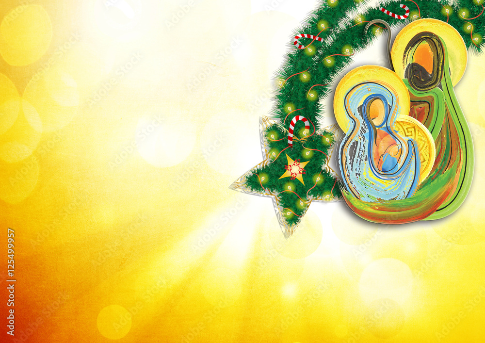 Christmas nativity scene, Holy family Mary Joseph and baby Jesus ...