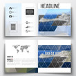 © Raevsky Lab - Set of square design brochure template. Colorful polygonal backdrop, blurred background, sea landscape, modern triangle vector texture