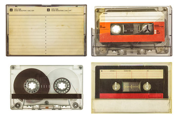Wall Mural - vintage audio compact cassettes isolated on white