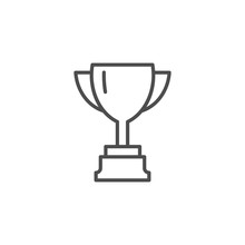 Vector Cup. Thin Line Winner Cup. Trophy Cup Icon. Black Cup Isolated On White Background. Winner Cup. Victory Cup Icon. Trophy Cup Symbol. First Place Cup. Minimalistic Hipster Cup. Win Vector Cup. 