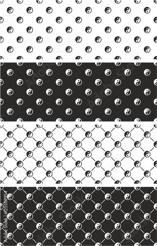 Photo  Jing Jang Sign Seamless Pattern Color Set