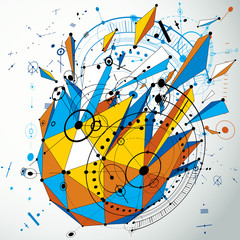 Poster - Technical blueprint abstraction. Perspective technological backd