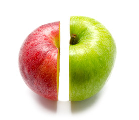 The creative apple combined from two half