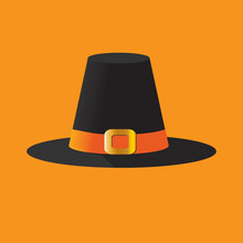 Pilgrim's Hat Isolated. Vector Illustration Of A Pilgrim's Hat, Also Known As Cockel Hat Or Traveller's Hat. Thanksgiving Icon.