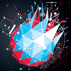 Poster - Vector digital technology background made with geometric low pol