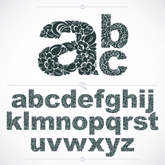 Poster - Set of beautiful lowercase letters decorated with herbal ornamen