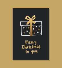 Wall Mural - christmas hand drawn card. vector design template with calligraphy text merry christmas.