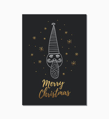 Wall Mural - christmas hand drawn card. vector design template with calligraphy text merry christmas.