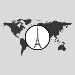 Sticker - traveling world paris monument design, vector illustration  graphic 