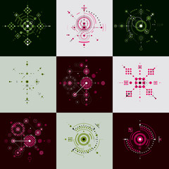 Collection of Bauhaus retro wallpapers, art vector background ma