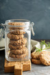Healthy cookies in a glass jar