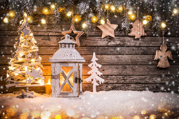 Wall Mural - christmas tree on wooden background