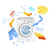 clean clothes around the washing machine