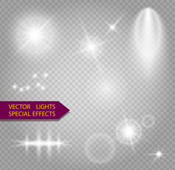 Wall Mural - glowing lights effect, flare, explosion and stars. special effect isolated on transparent background