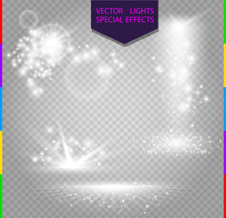 Wall Mural - glow special effect light, flare, star and burst. isolated spark