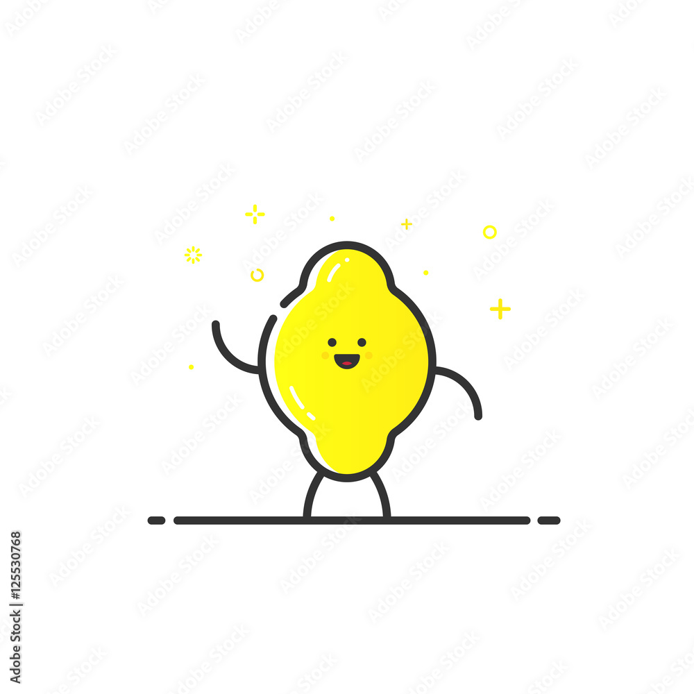Vector illustration of funny lemon character cartoon isolated in line ...