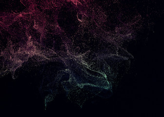 Poster - abstract 3d rendering of chaotic particles. flying cubes in empty space. dynamic shape. futuristic b