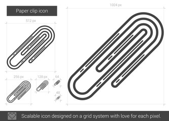 Poster - Paper clip line icon.