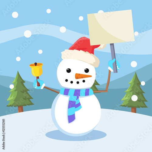 snowman holding sign vector illustration design Stock Vector | Adobe Stock