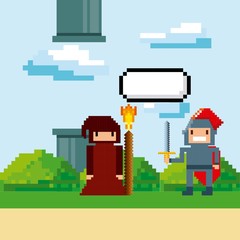 Wall Mural - pixelated video game icons vector illustration design