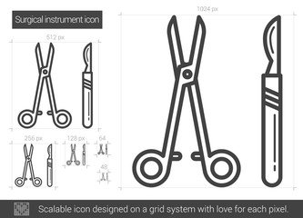 Canvas Print - Surgical instruments line icon.