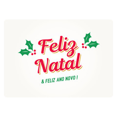 Wall Mural - Christmas card with mistletoes. Portuguese version. Editable vector design.